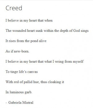 Creed by Gabriela Mistral