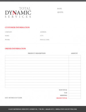 Total Dynamic Services Quote Form