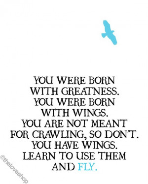 You Were Born To Fly - Inspiring Quote 8x10 print on A4 (in Black ...