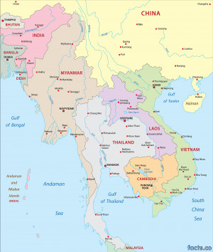 South Asia Map with Cities