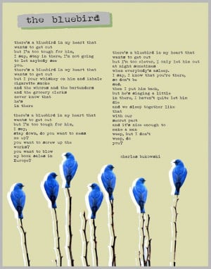 Charles BUKOWSKI POSTER - The Bluebird poem - collage poster of ...
