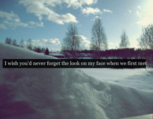 wish you'd never forget the look on my face when we first met.