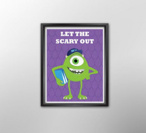 Monsters University Mike Wazowski Pixar Film Poster, Illustrated Quote ...