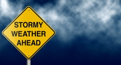 Stormy Weather Ahead Road Sign Traffic – Sign warns of turbulent ...