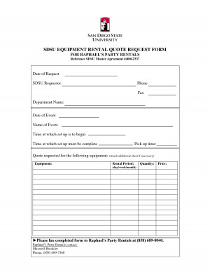 SDSU EQUIPMENT RENTAL QUOTE REQUEST FORM