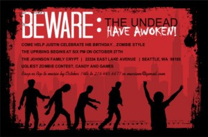 ... Zombie Birthday (Set) Party Invite Detective Birthday Party theme