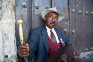 ... Wearing A 1930s-style Suit And Smoking A Cigar In Havana Photograph