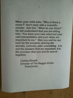 quote from Carla Rinaldi that touches on some very important ideas ...