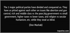 ... vs secular humanism, etc. while they steal us blind. - Don Mashak