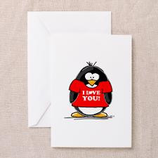 Love You Penguin Greeting Card for