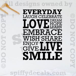 EVERYDAY-LAUGH-LOVE-CELEBRATE-SMILE-DREAM-Quote-Vinyl-Wall-Decal-Decor ...