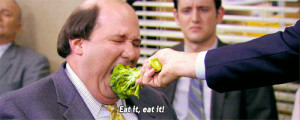 Kevin the office broccoli eat it gif