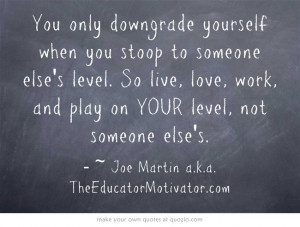 You only downgrade yourself when you stoop to someone else's level. So ...