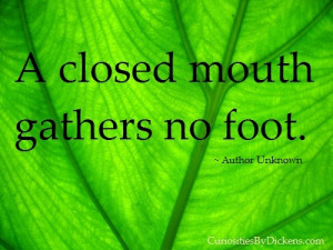 closed mouth gathers no foot.