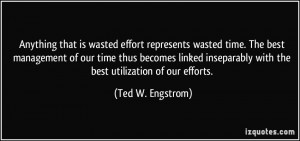 that is wasted effort represents wasted time. The best management ...