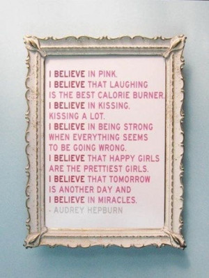 Believe in Pink Audrey Hepburn Quote Print Sale Print 11 x 14 ...