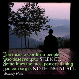 ... the most powerful thing you can say is nothing at all. –mandy hale
