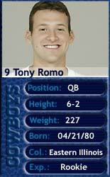 Tony Romo, Quarterback, Dallas Cowboys