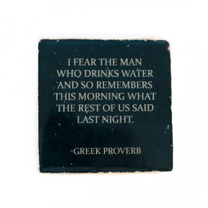 Greek Proverb Beer Quote Coaster (1 Stone Coaster, Black and White ...