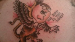 peter griffin the bird is the word tattoo