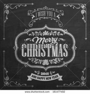 Vintage Christmas And New Year Background With Typography On ...