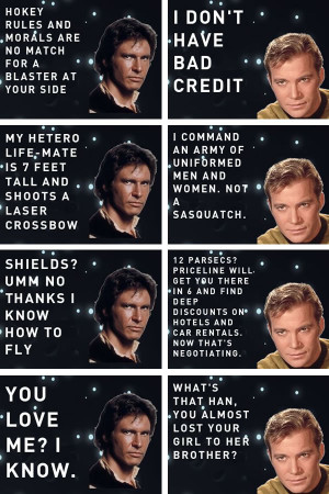Over at the Han vs. Kirk site, the ladies’ men of the Star Wars and ...