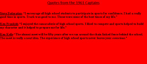 Text Box: Quotes from the 1961 CaptainsSteve Federation-“I encourage ...