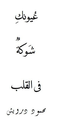Your eyes pierce into my heart. -Mahmoud Darwish More