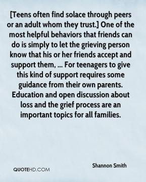 Shannon Smith - [Teens often find solace through peers or an adult ...