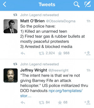 Some of the tweets pertaining to #ferguson on John Legend’s Official ...