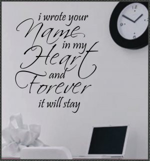 Vinyl Wall Quote Romantic Words Wrote Name in Heart
