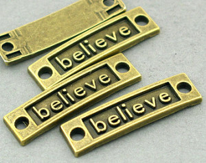 Bracelet Believe Sign Quote Charms Links Connector Antique Bronze 4pcs ...