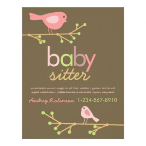 Mod Birds Babysitter Advertisement Flyers