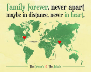 ... Away, Family Quote, Military, Deployment, Moving Away Gift, World Map