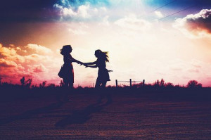best friends, colors, friends, girls, silhouette