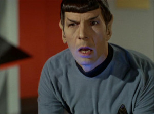 Spock sensing the terrible deaths of an entire Vulcan crew