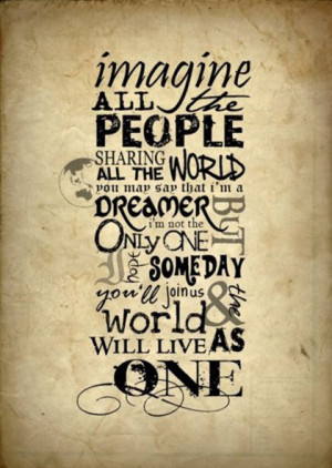 imagine all the people the beatles picture quote