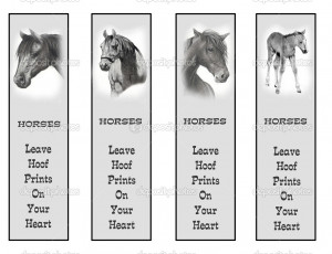 bookmarks featuring my pencil drawings of horses, along with the quote ...
