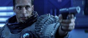 Why does this man have a gun in space? Because it's awesome .