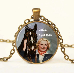Equine Quote Retro Pendant Necklace Funny Quotes by snowdrop88, $14.00