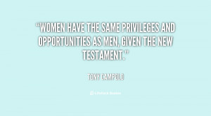 Women have the same privileges and opportunities as men, given the New ...