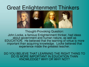Enlightenment 1700s Great enlightenment thinkers
