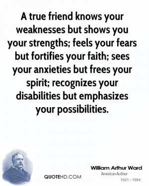 true friend knows your weaknesses but shows you your strengths ...