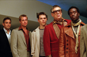 ... _brad_pitt_matt_damon_elliot_gould_don_cheadle_ocean's_eleven_movie