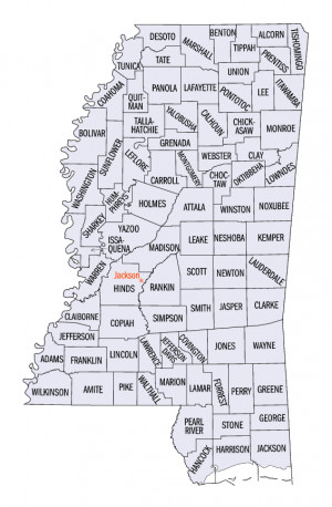 County Mississippi Map
