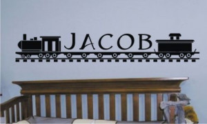 BOYS TRAIN CUSTOM NAME Wall Quote Decal Wall Sticker For Kids Nursery ...