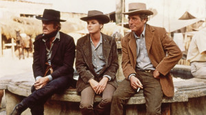... Sundance Kid, Katharine Ross as Etta Place, and Paul Newman as Butch