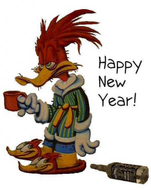 cartoon, drunk, happy new year, woody woodpecker