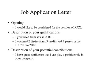 Job Application Letter - PowerPoint by katiealibrandi