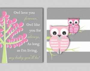 Owl Love You Forever Wall Art - Owl Nursery Wall Art - Baby Owl Wall ...